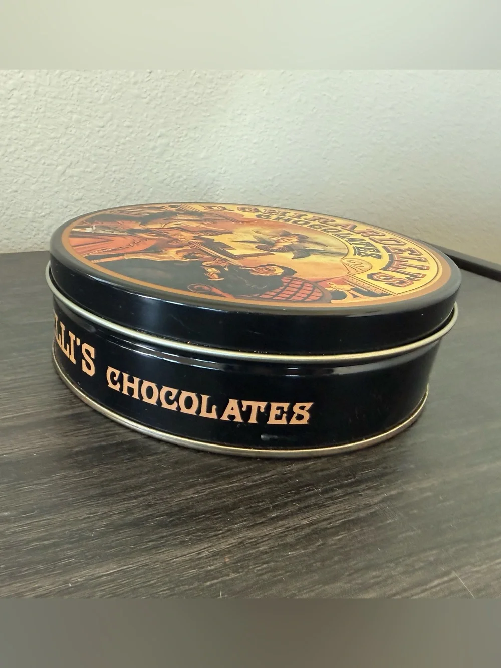 Vintage Ghirardelli's Chocolate Tin Canister with lid